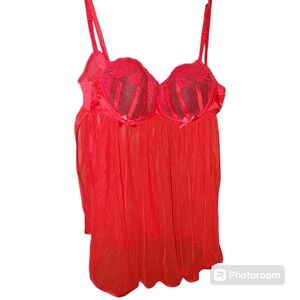 ʕ·ᴥ·ʔ Cacique Red Baby Doll Dress Lingerie 18/20